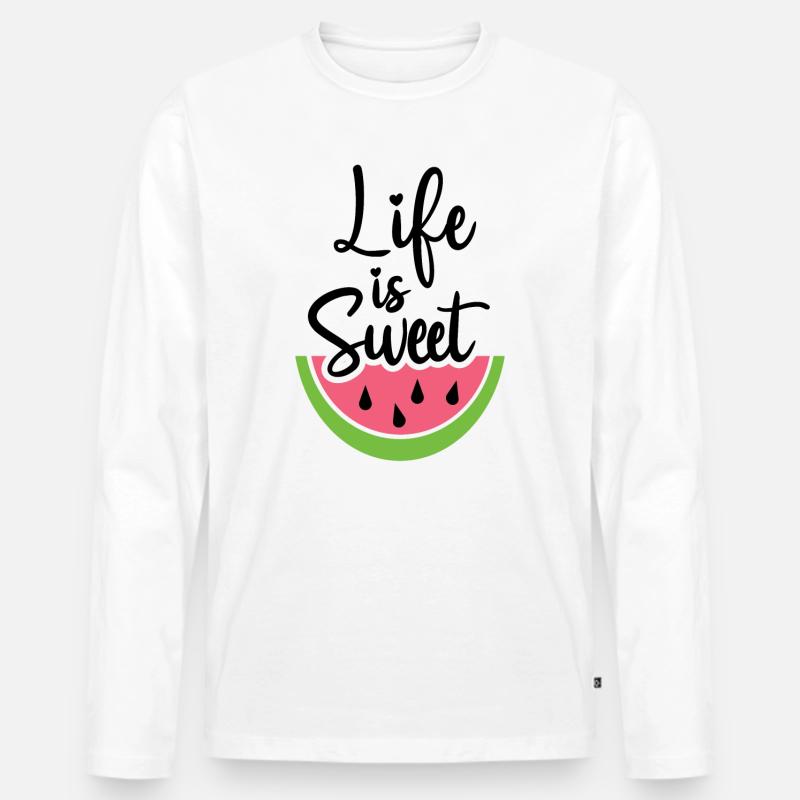 Das Leben ist süß - Männer Premium Bio Langarmshirt - Weiß