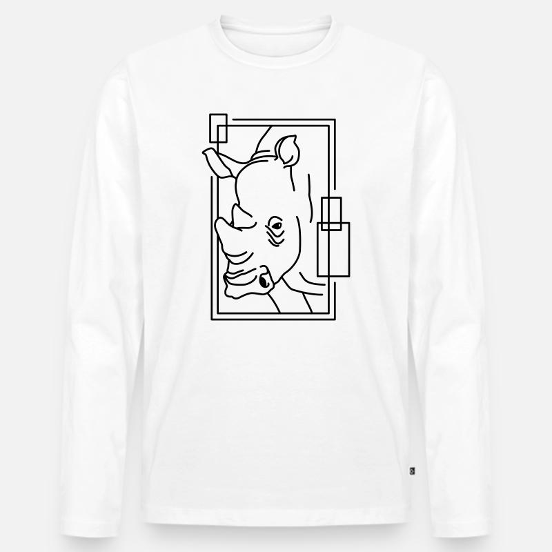 Nashorn im geometrischen Design - Männer Premium Bio Langarmshirt - Weiß