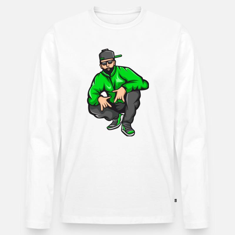 Bad Boy, Rap, Rapper, Rapper, Big Up - Maglia a manica lunga ecologica premium da uomo - bianco