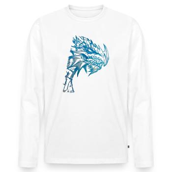 DRACHE - Männer Premium Bio Langarmshirt - Weiß - Vorne - Nico (187cm)