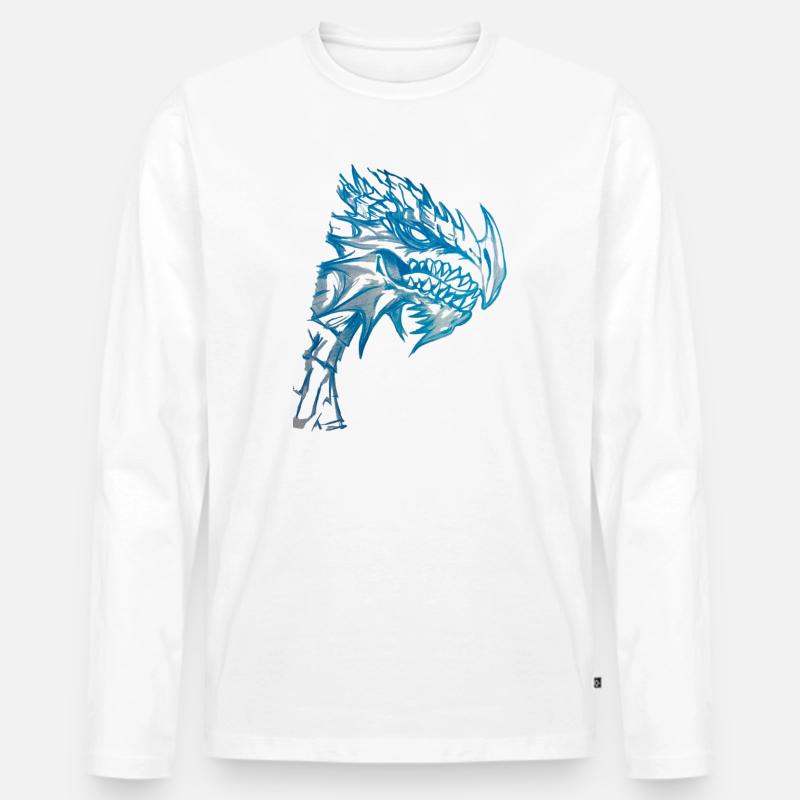 DRACHE - Männer Premium Bio Langarmshirt - Weiß