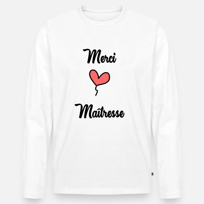 Danke, Herrin - Männer Premium Bio Langarmshirt - Weiß