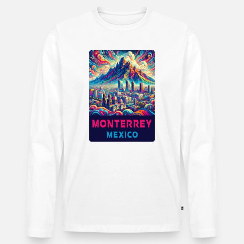 Monterrey Mexiko Design - Männer Premium Bio Langarmshirt - Weiß