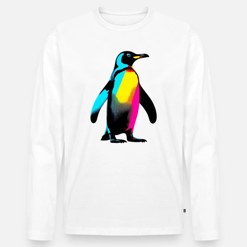 Pinguin - Männer Premium Bio Langarmshirt - Weiß