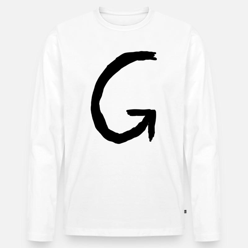 Buchstaben G - Männer Premium Bio Langarmshirt - Weiß