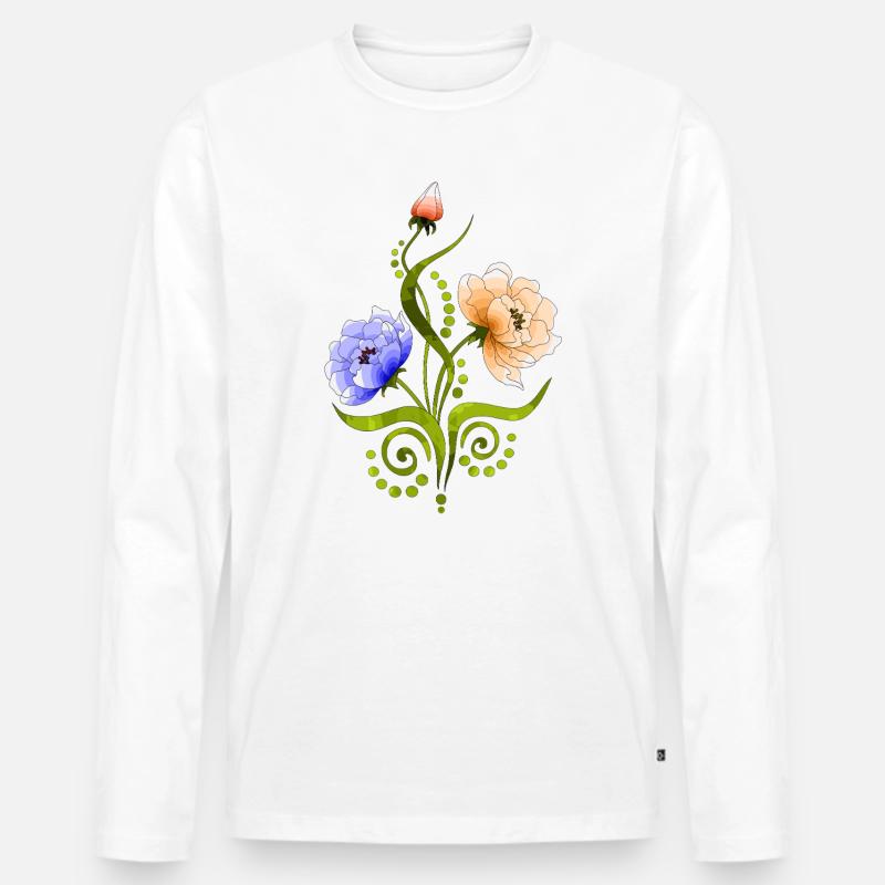 Blumen - Männer Premium Bio Langarmshirt - Weiß