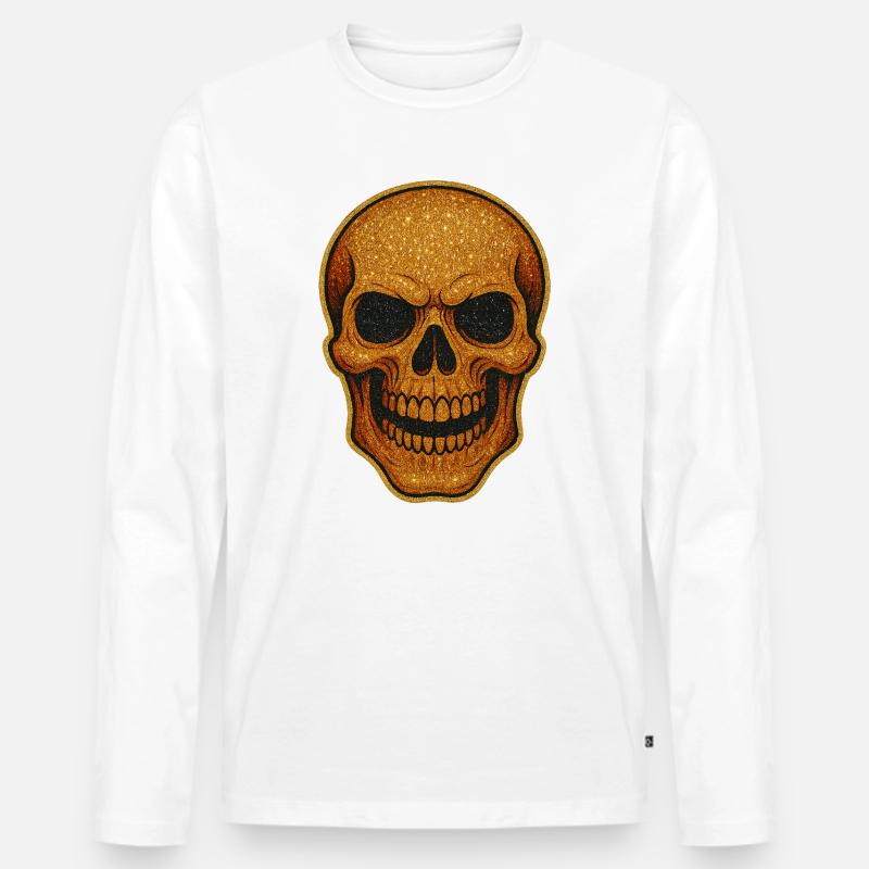 Glitzernder Goldschädel Schädel-Design - Männer Premium Bio Langarmshirt - Weiß
