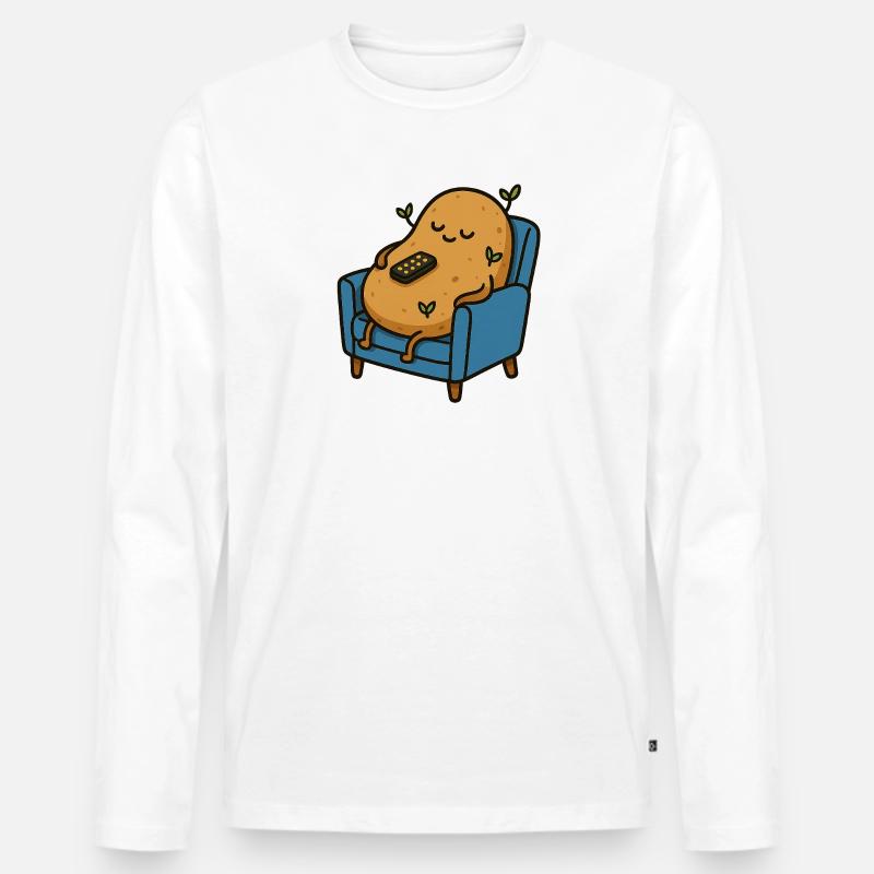 Zertifizierte Couch Tuber - Männer Premium Bio Langarmshirt - Weiß