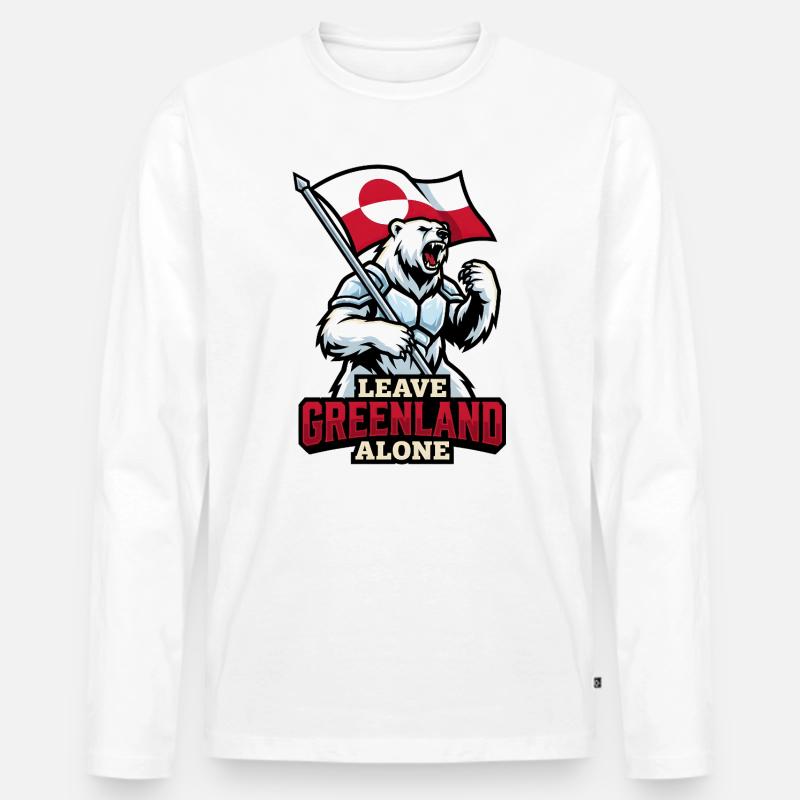 Leave Greenland Alone Eisbärenflaggen-Design - Männer Premium Bio Langarmshirt - Weiß