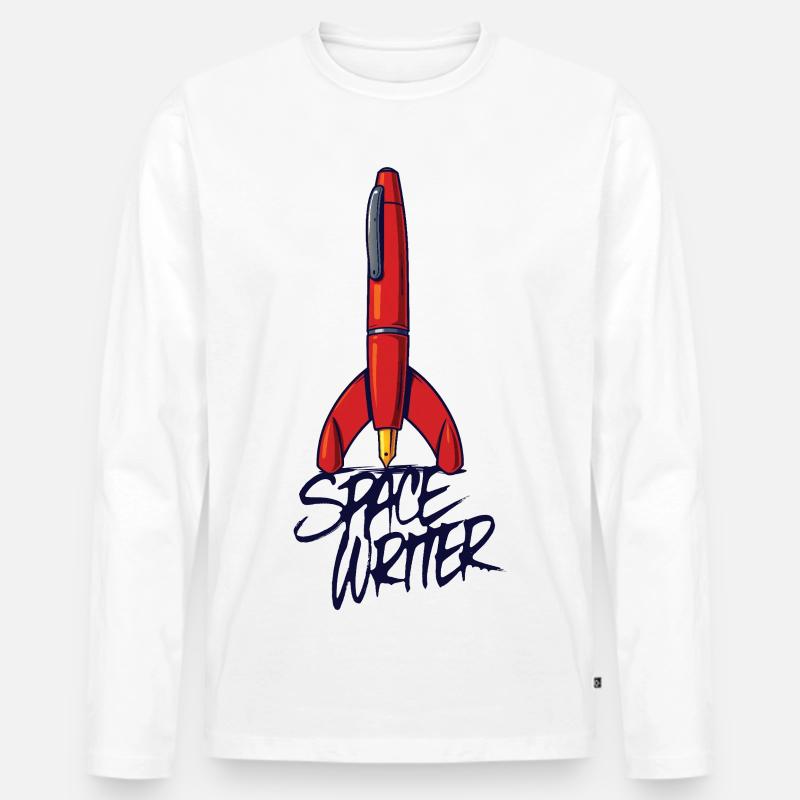 SPACE WRITER – lass uns reden. - Männer Premium Bio Langarmshirt - Weiß