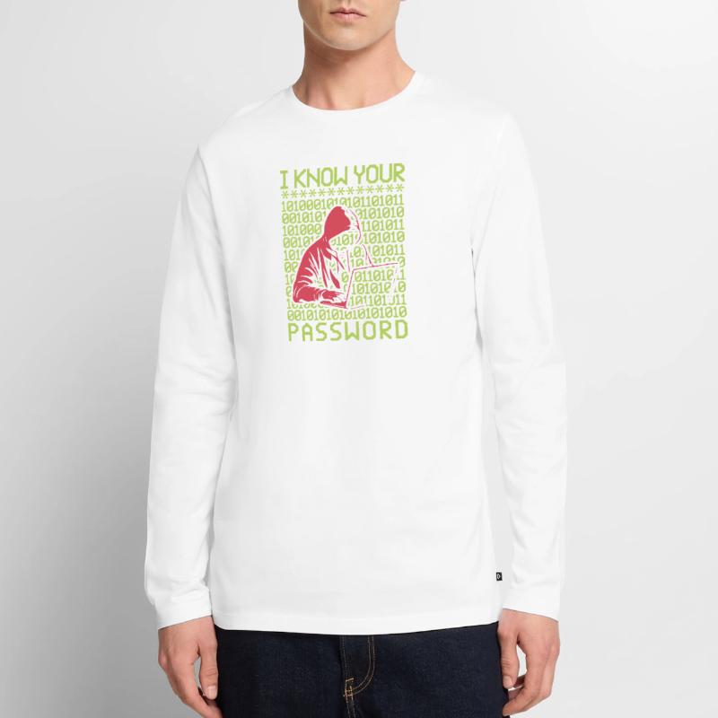 Hacker Hacker Programmeur Linux Password Hacker T-shirt manches longues Premium bio Homme