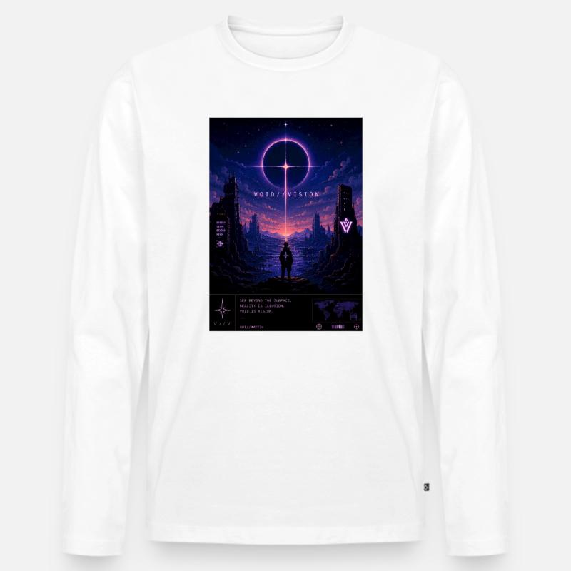 VOID//VISION – Pixel Void Dreams - Männer Premium Bio Langarmshirt - Weiß