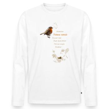 Rotkehlchen - Erithacus rubecula - Männer Premium Bio Langarmshirt - Weiß - Vorne - Nico (187cm)