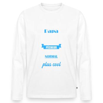 papa cool pêcheur, cadeau fête des pères - T-shirt manches longues Premium bio Homme - blanc - Devant - Nico (187cm)