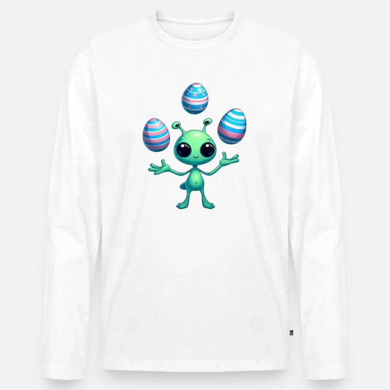 Ostern mit Alien: Eier-Jonglage - Männer Premium Bio Langarmshirt - undefined