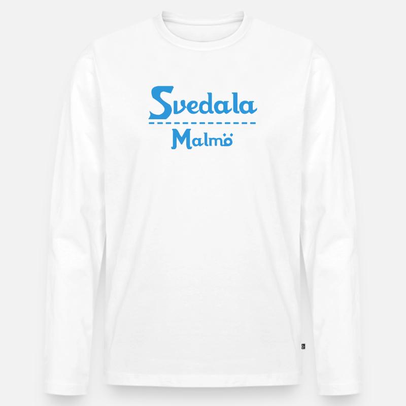 Svedala – Malmö Himmelblaues Design - Männer Premium Bio Langarmshirt - Weiß