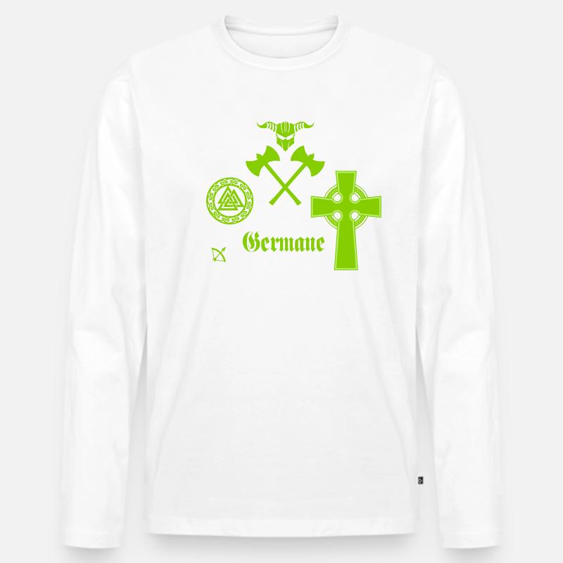 Der Germane - Männer Premium Bio Langarmshirt - Weiß