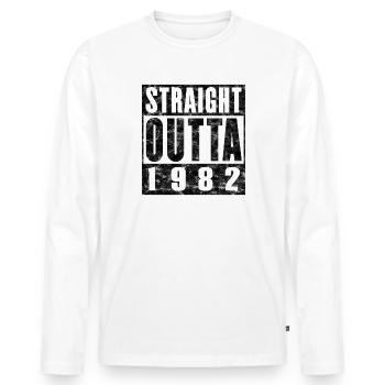 Straight Outta 1982 - Cadeau de 40e anniversaire. - T-shirt manches longues Premium bio Homme - blanc - Devant - Nico (187cm)