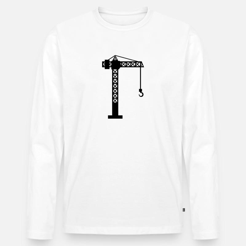 Kran Baustelle - Männer Premium Bio Langarmshirt - Weiß