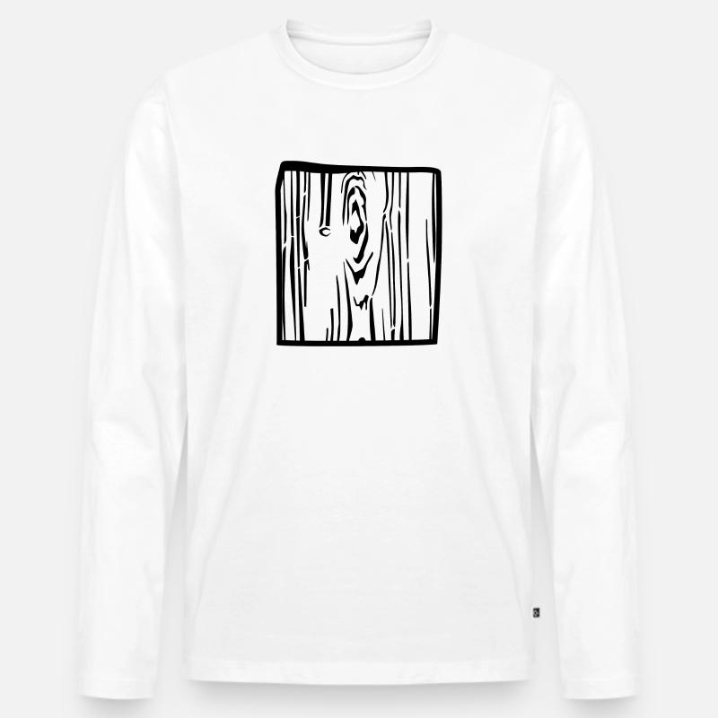 Holzbrett - Männer Premium Bio Langarmshirt - Weiß