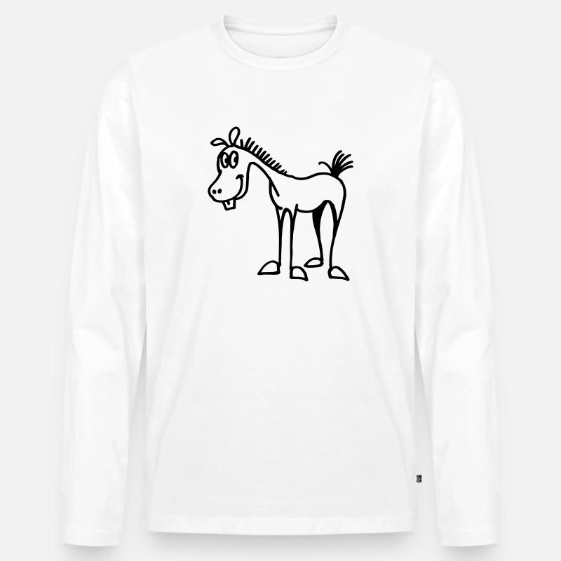 Funny horse - Männer Premium Bio Langarmshirt - Weiß