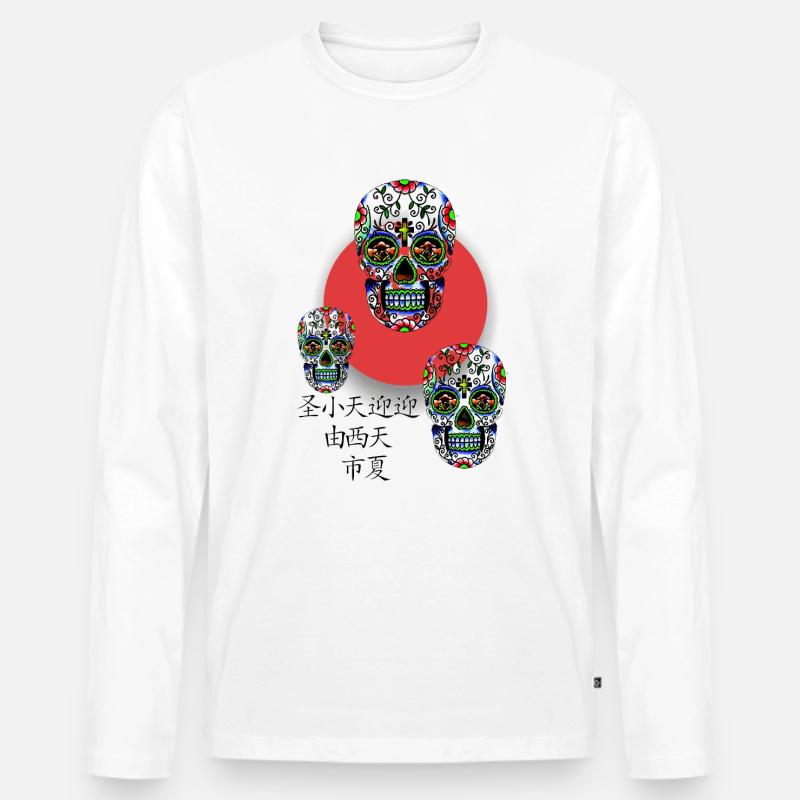 CALAVERA - Männer Premium Bio Langarmshirt - Weiß
