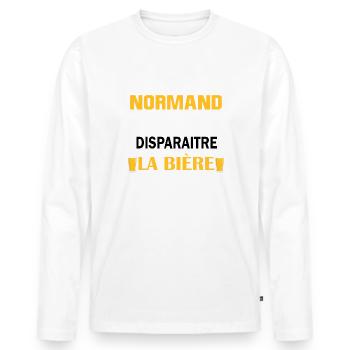 Maillot normand normandie bière humoristique apéro - T-shirt manches longues Premium bio Homme - blanc - Devant - Nico (187cm)
