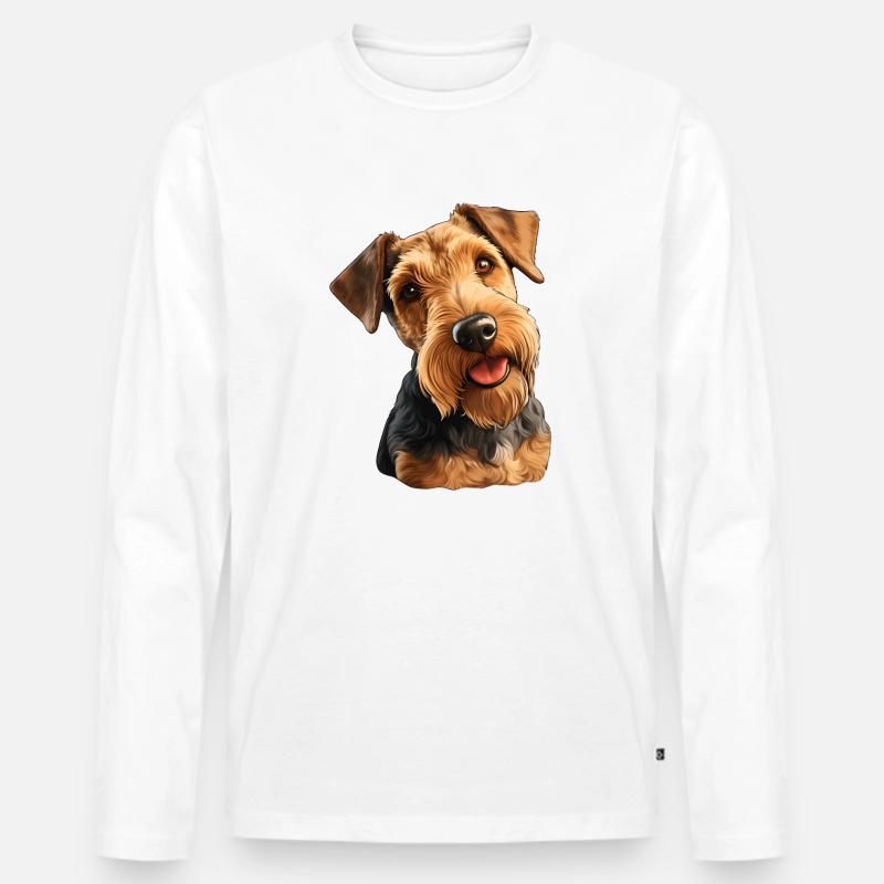 Welsh Terrier - Männer Premium Bio Langarmshirt - Weiß