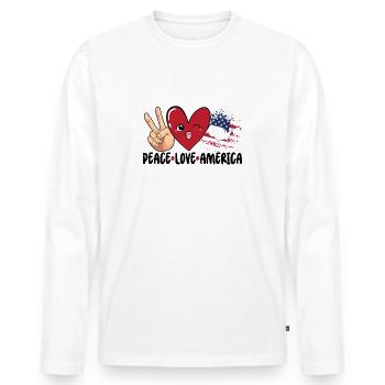 Peace Love America, 4. Juli amerikanisch - Männer Premium Bio Langarmshirt - Weiß - Vorne - Nico (187cm)