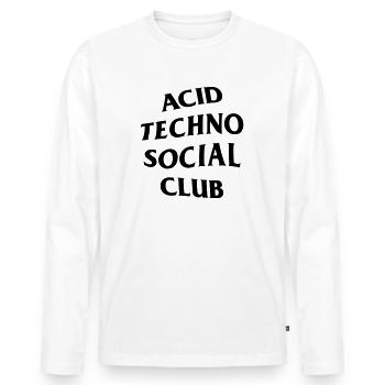 Acid Techno Social Club - Men's Premium Organic Long Sleeve Shirt - white - Front - Nico (187cm)