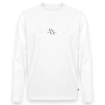 Un vrai parqueteur ne vieillit pas t-shirt homme - T-shirt manches longues Premium bio Homme - blanc - Devant - Nico (187cm)
