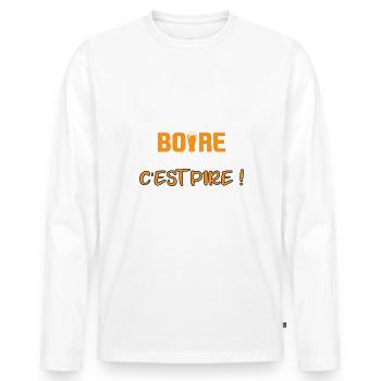 Avant j'aimais boire maintenant c'est pire ! - T-shirt manches longues Premium bio Homme - blanc - Devant - Nico (187cm)