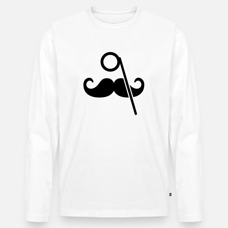 Mustache - Männer Premium Bio Langarmshirt - Weiß