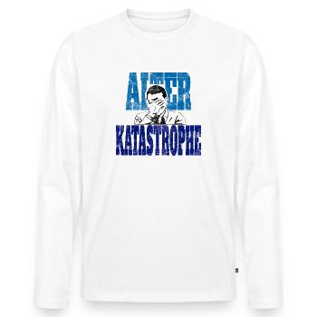 Alter Katastrophe für weiße Shirts - Männer Premium Bio Langarmshirt - Weiß - Vorne - Nico (187cm)