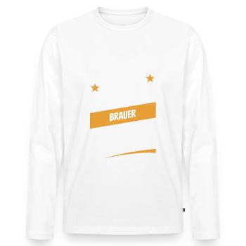 Niemand ist perfekt - Brauer - Spruch - Männer Premium Bio Langarmshirt - Weiß - Vorne - Nico (187cm)