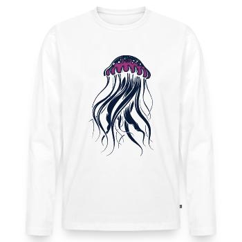 Float and glow, jellyfish with tentacles - Men's Premium Organic Long Sleeve Shirt - white - Front - Nico (187cm)