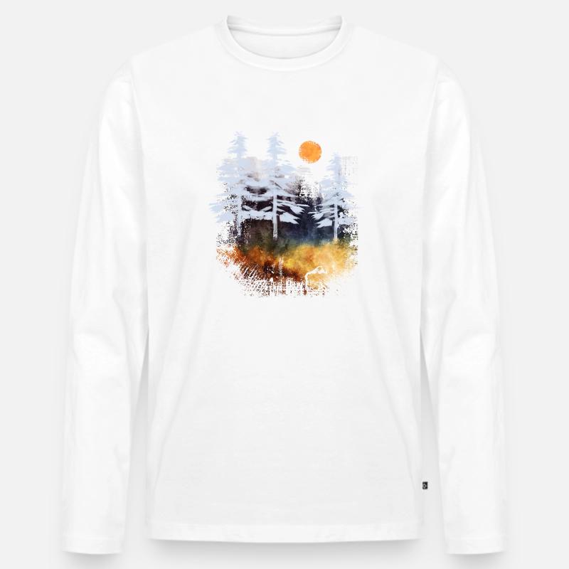 Tannendunkel - Männer Premium Bio Langarmshirt - Weiß