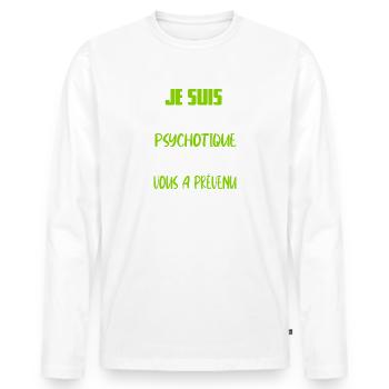 Je suis l'agriculteur psychotique t-shirt tracteur - T-shirt manches longues Premium bio Homme - blanc - Devant - Nico (187cm)