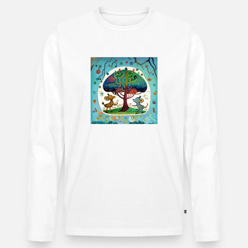 Der Baum des Lebens - Männer Premium Bio Langarmshirt - Weiß