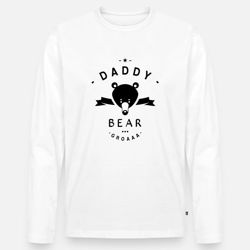 DADDY-BEAR - Männer Premium Bio Langarmshirt - Weiß