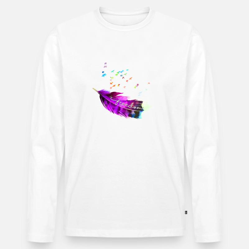feather 10 - Männer Premium Bio Langarmshirt - Weiß