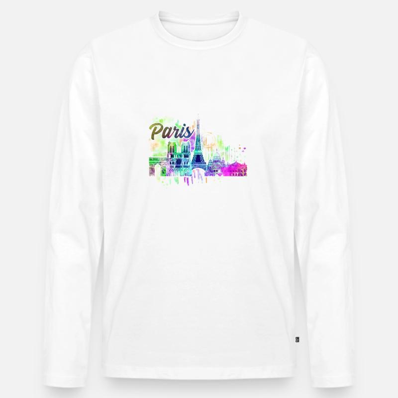 Paris 2 J - Männer Premium Bio Langarmshirt - Weiß