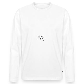 Parquet et bière c'est tout ce que je demande - T-shirt manches longues Premium bio Homme - blanc - Devant - Nico (187cm)