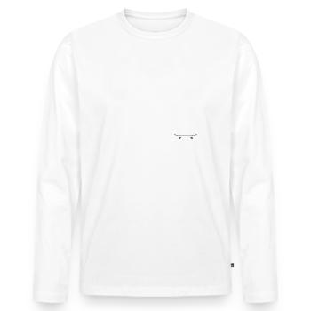 La vie est un jeu mais le skate c'est sérieux - T-shirt manches longues Premium bio Homme - blanc - Devant - Nico (187cm)