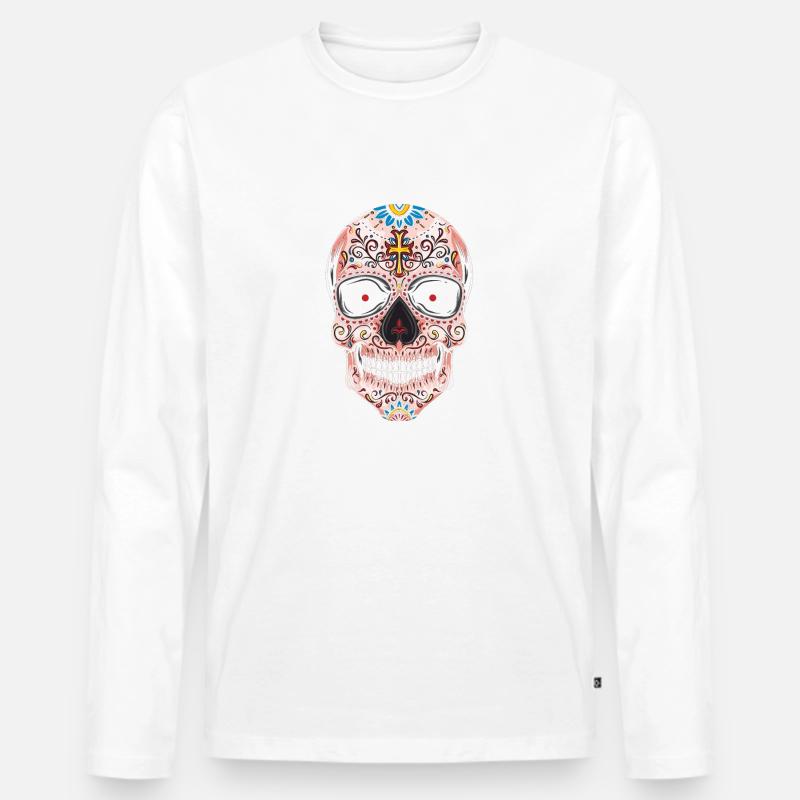 SKULL!!! - Männer Premium Bio Langarmshirt - Weiß