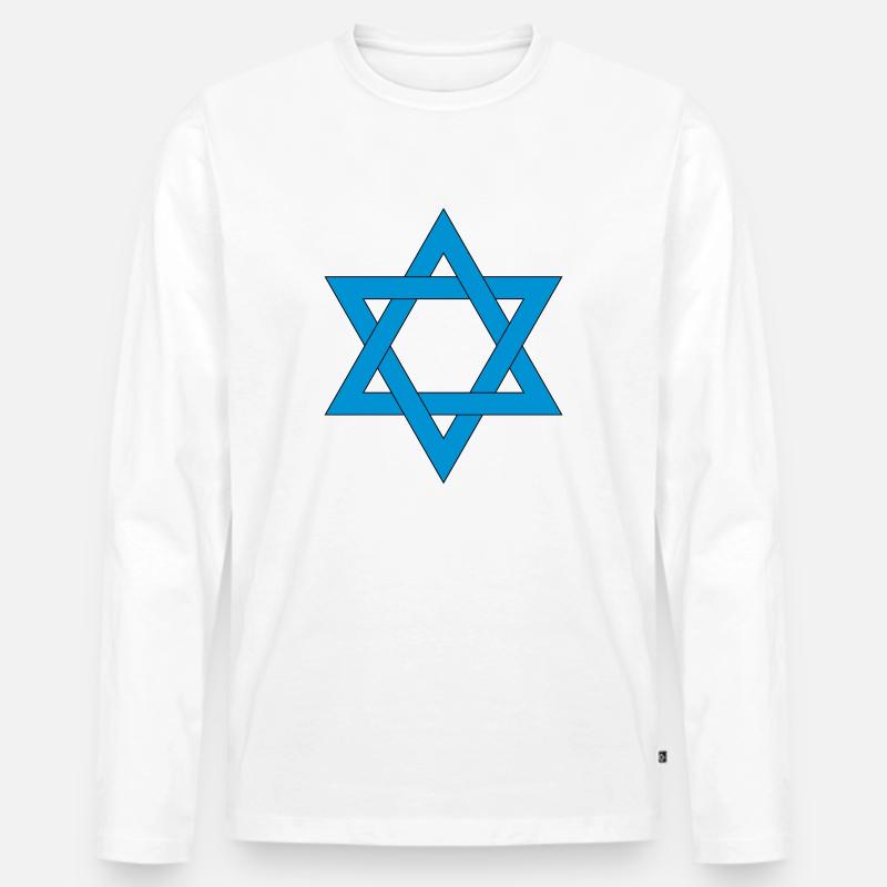 Davids Stern - Männer Premium Bio Langarmshirt - Weiß