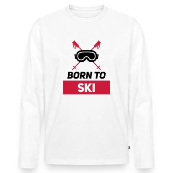 NÉ AU SKI - T-shirt manches longues Premium bio Homme - blanc - Devant - Nico (187cm)