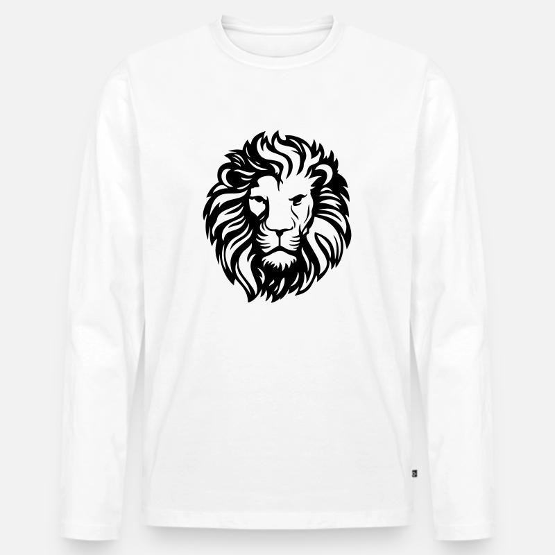 löwe - Männer Premium Bio Langarmshirt - Weiß