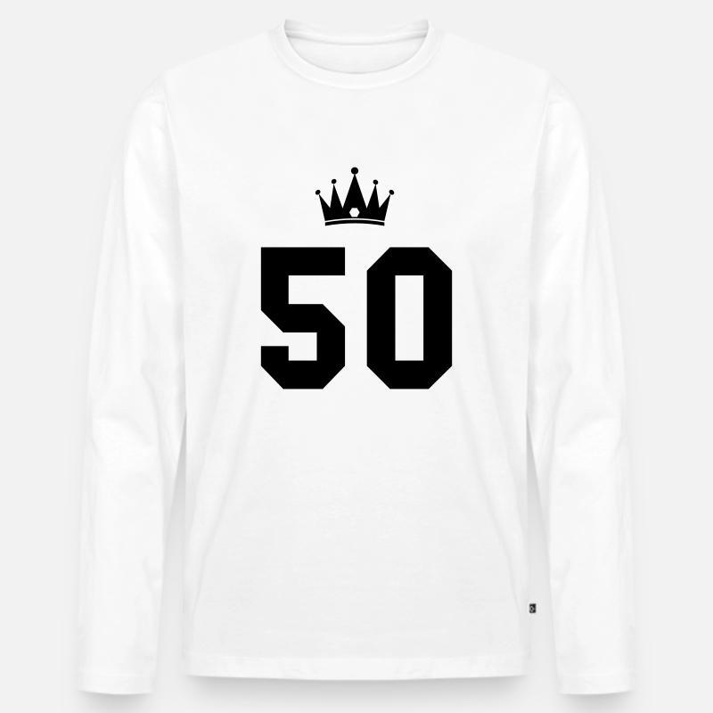 50 Krone - Männer Premium Bio Langarmshirt - Weiß