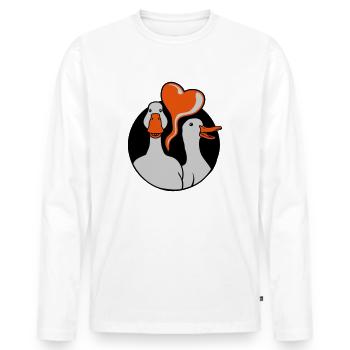 Heart 2 sweet geese - Men's Premium Organic Long Sleeve Shirt - white - Front - Nico (187cm)